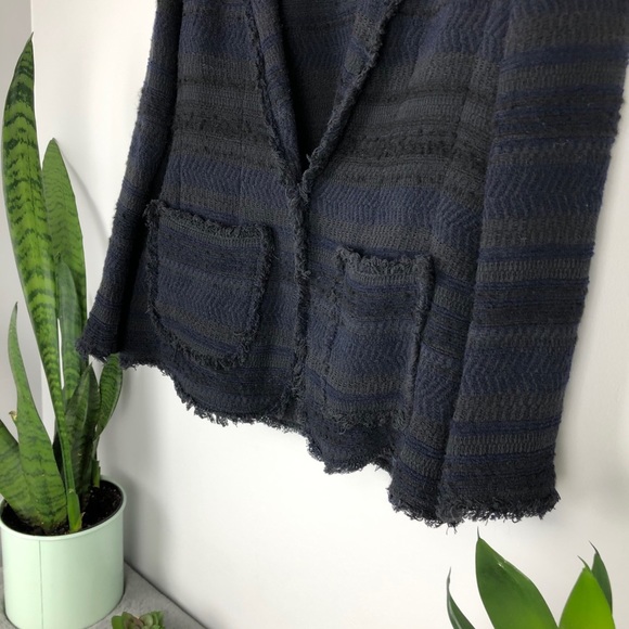 Rebecca Taylor Tweed Blazer with Frayed Edges Navy - Picture 5 of 16